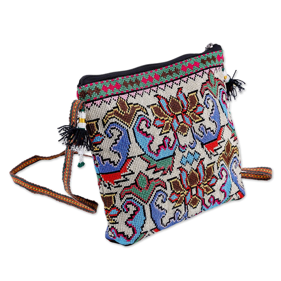 Classic Iroki Embroidered Ivory Sling with Tassels - Desert Palace