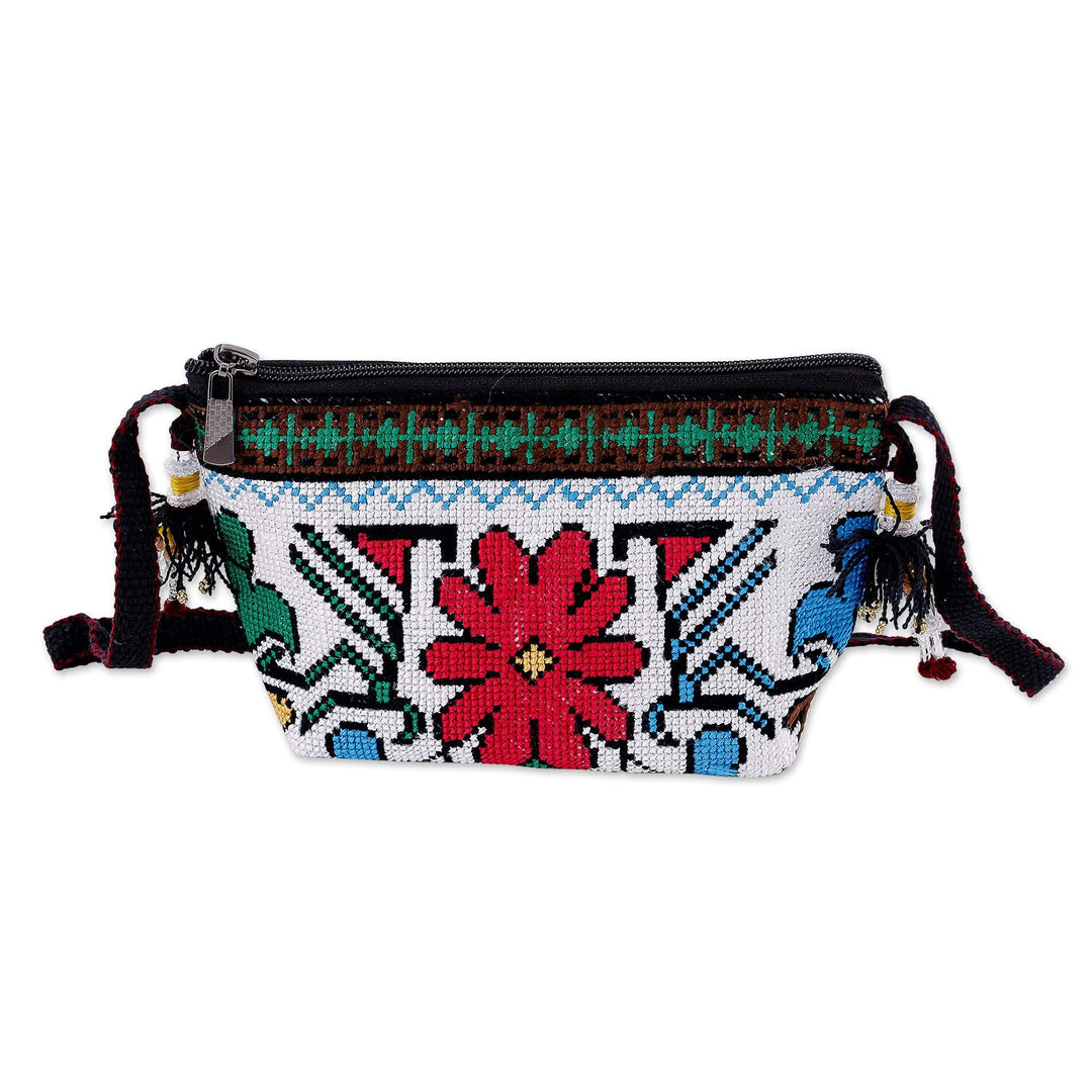 Iroki Embroidered Zippered Floral Sling in Bright Hues - Sweetness Flower