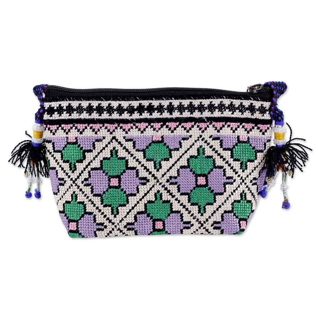 Iroki Embroidered Floral Sling in Purple and Green Hues - Desert Flower