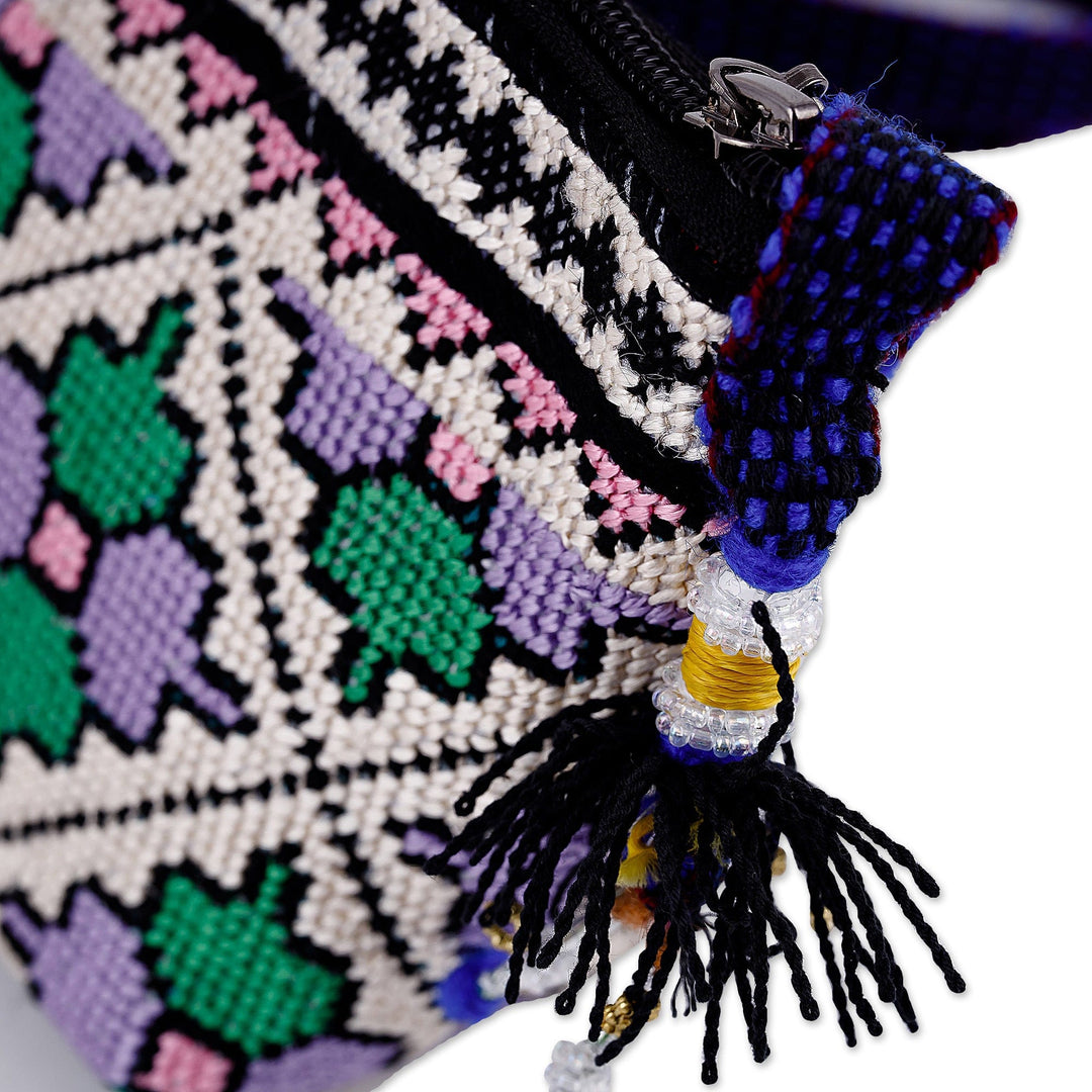 Iroki Embroidered Floral Sling in Purple and Green Hues - Desert Flower
