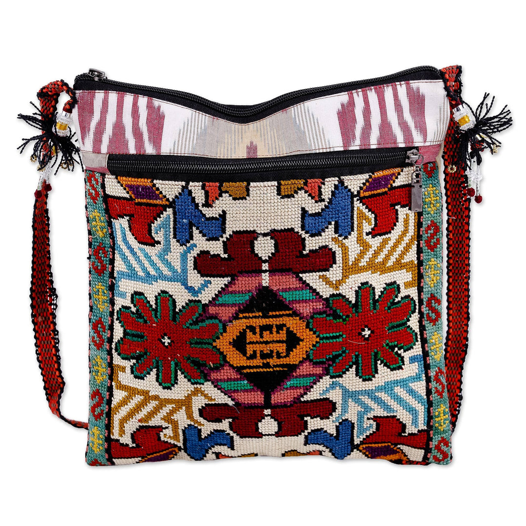 Iroki Embroidered Traditional Silk Sling in Ivory Base Hue - Iroki Palatial Garden