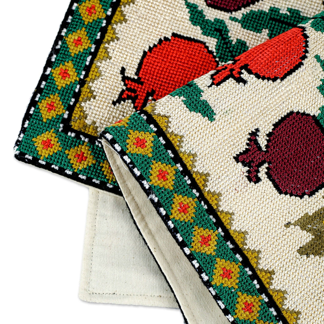 Iroki Embroidered Pomegranate Cushion Cover - Trendy Pomegranate