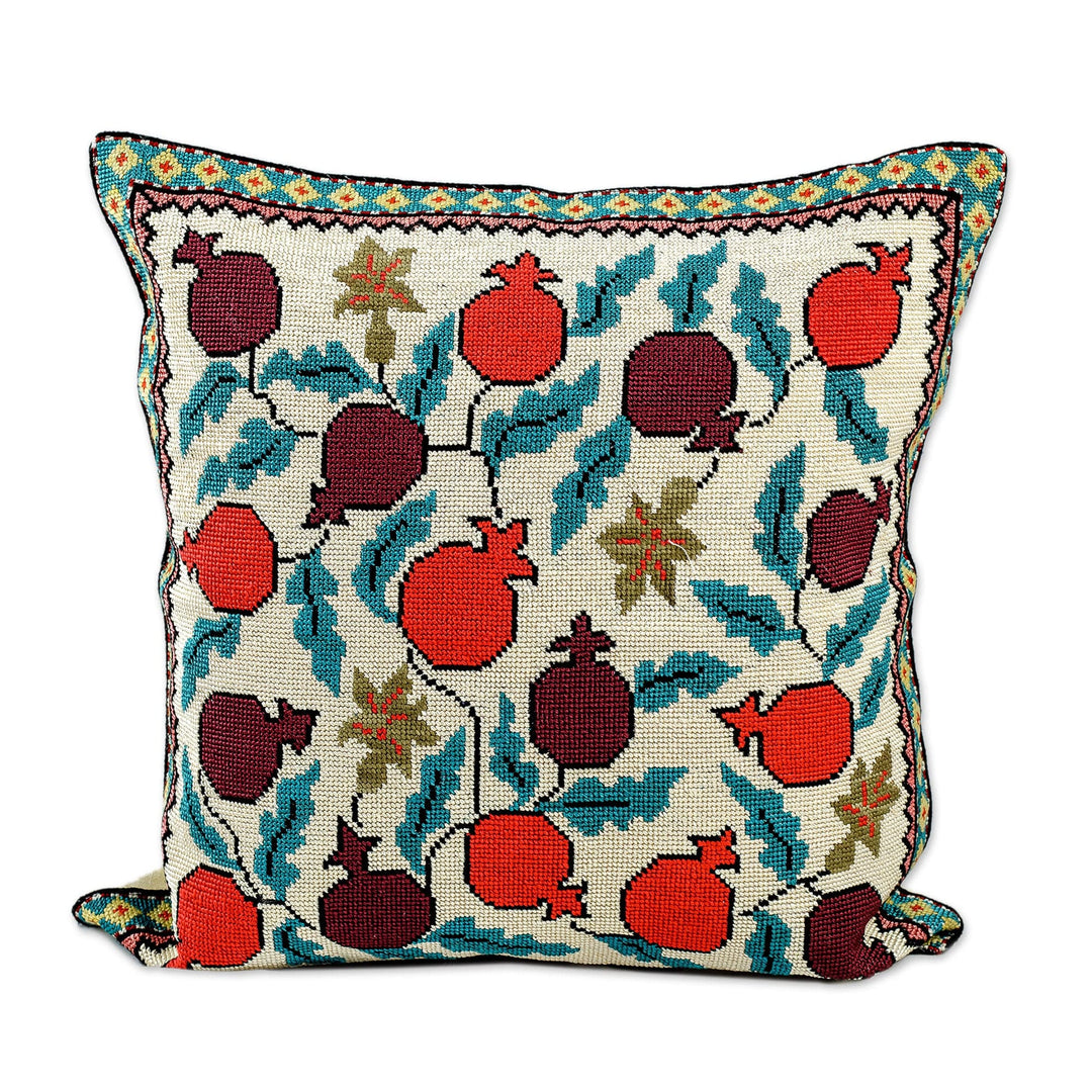 Cushion Cover with Pomegranate Hand Embroidery - Chic Pomegranate
