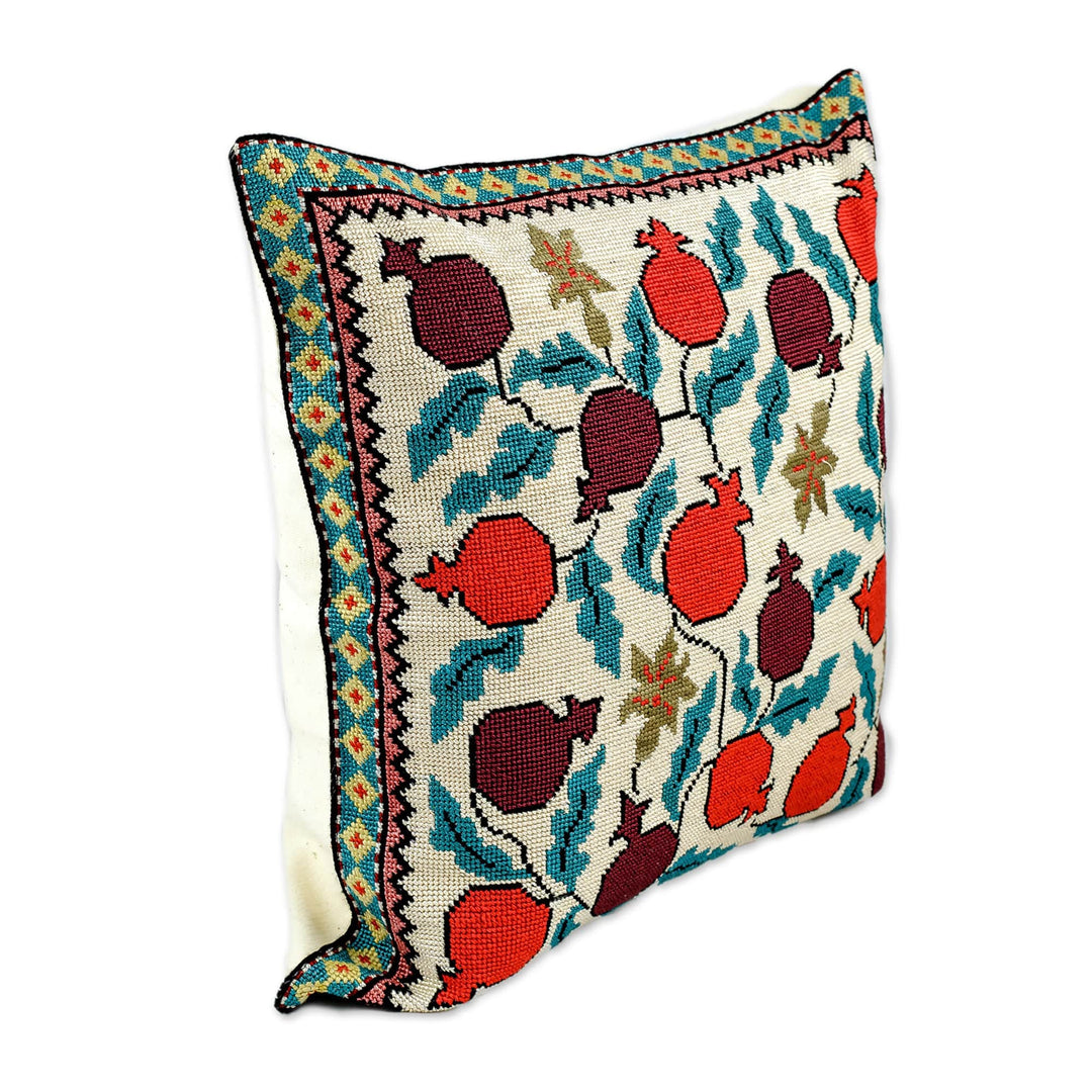 Cushion Cover with Pomegranate Hand Embroidery - Chic Pomegranate