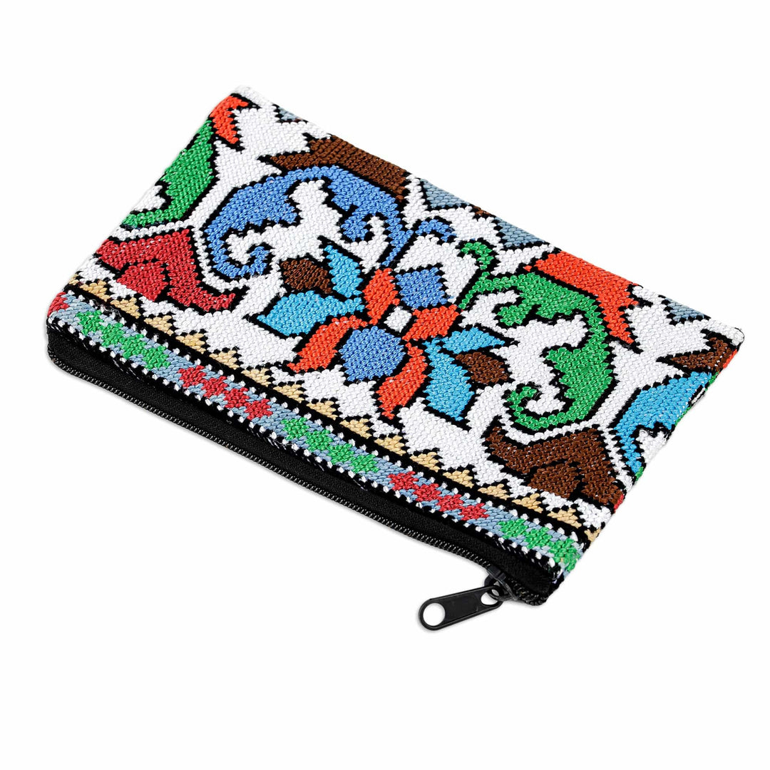 Uzbek Floral-Themed Hand-Embroidered Cosmetic Bag - Cool Winter Garden