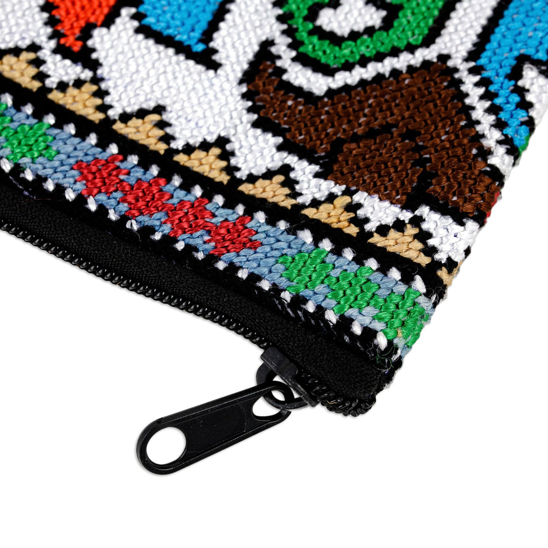 Uzbek Floral-Themed Hand-Embroidered Cosmetic Bag - Cool Winter Garden