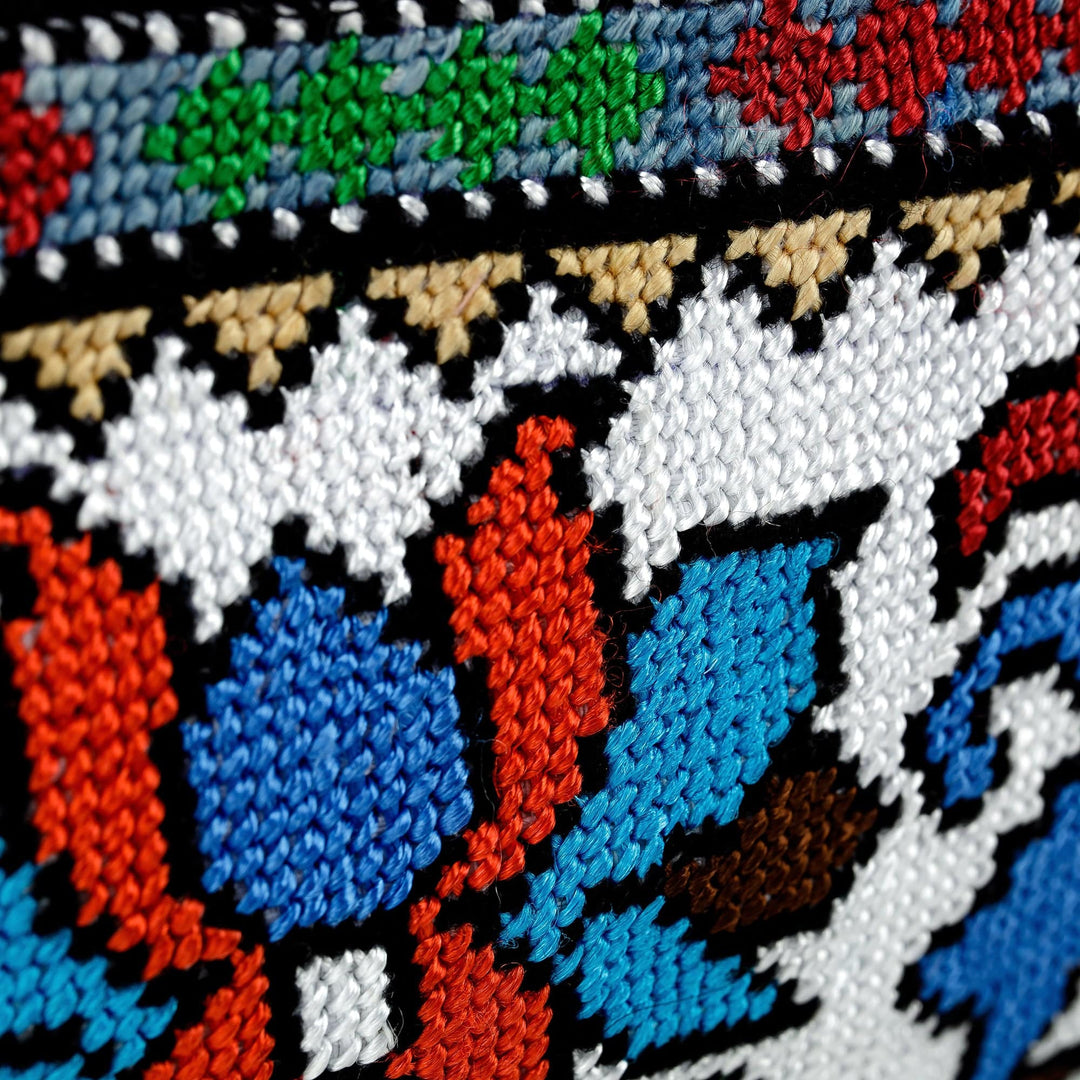 Uzbek Floral-Themed Hand-Embroidered Cosmetic Bag - Cool Winter Garden