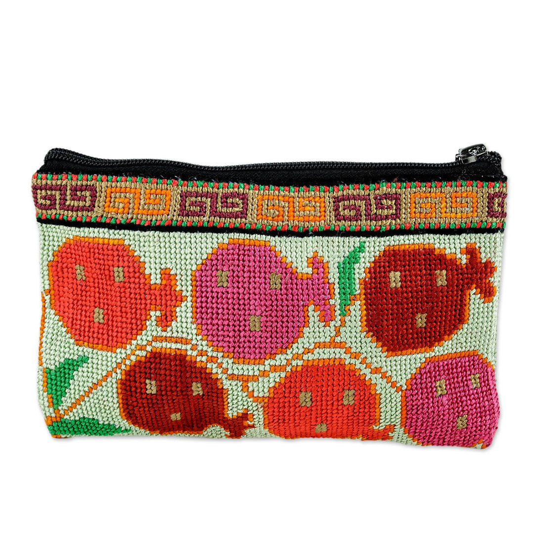 Pomegranate Themed Iroki Hand-Embroidered Cosmetic Bag - Cool Pomegranate Style