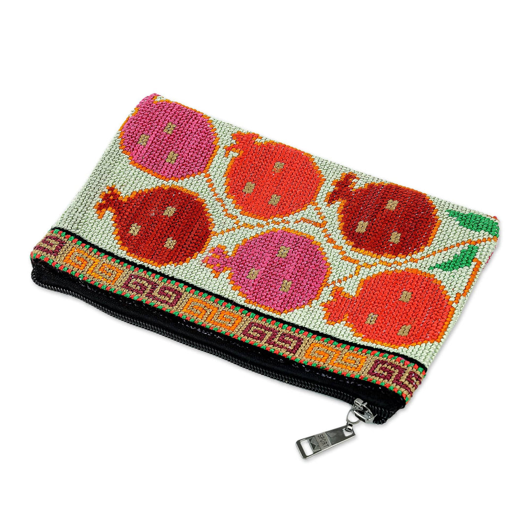 Pomegranate Themed Iroki Hand-Embroidered Cosmetic Bag - Cool Pomegranate Style