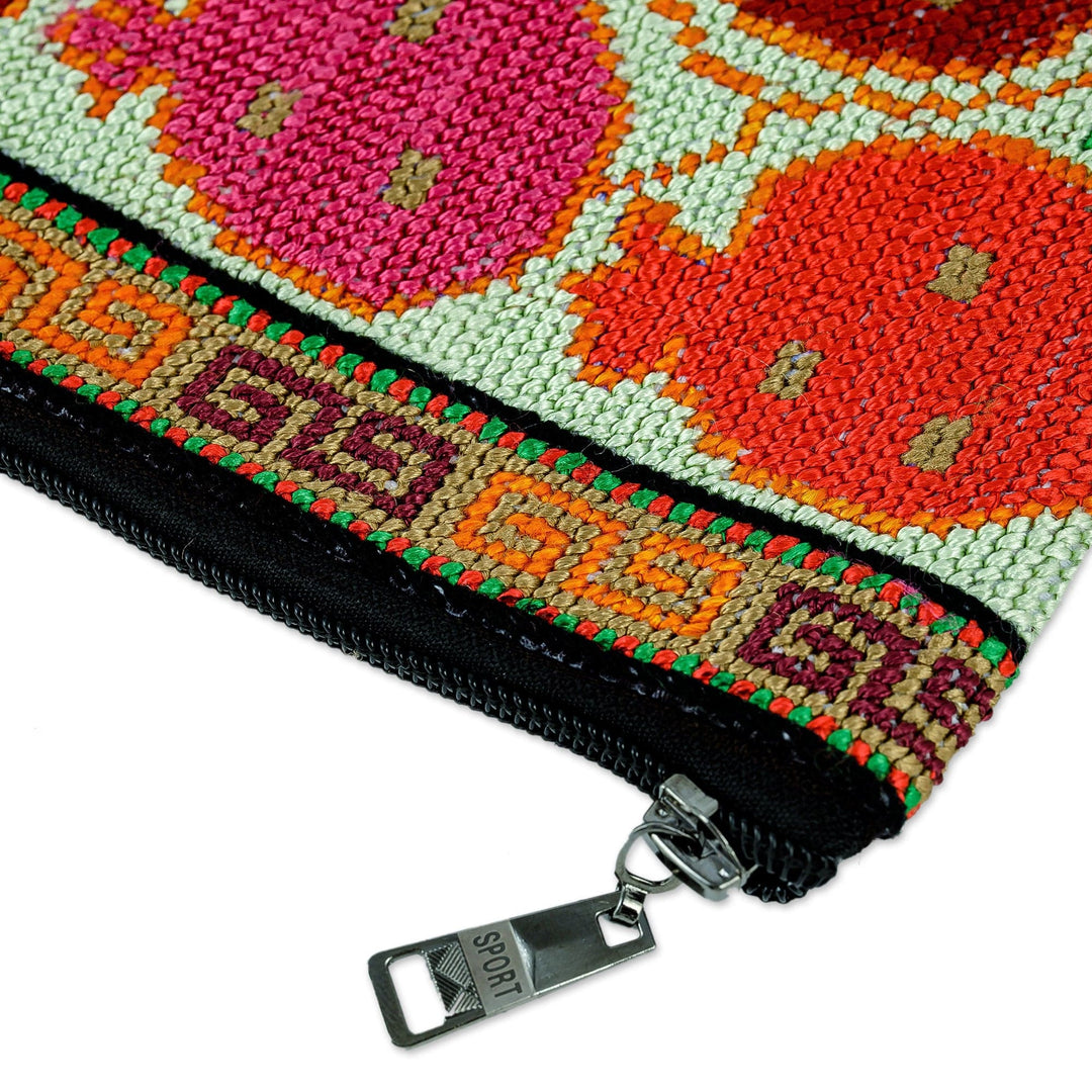 Pomegranate Themed Iroki Hand-Embroidered Cosmetic Bag - Cool Pomegranate Style