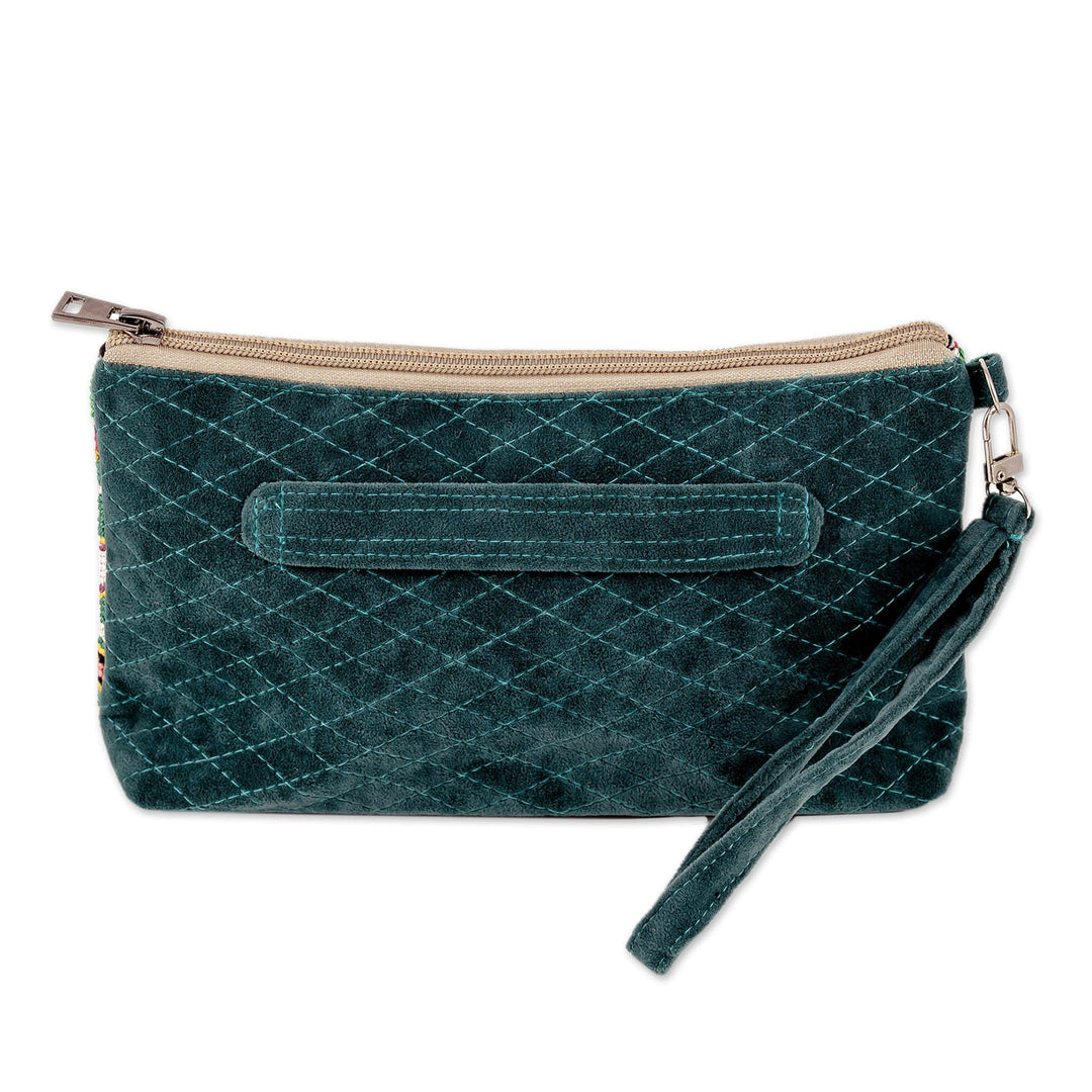 Wristlet with Iroki Hand Embroidery and Removable Strap - Cool Flair