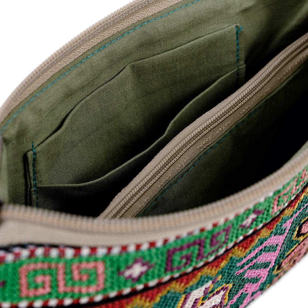 Wristlet with Iroki Hand Embroidery and Removable Strap - Cool Flair