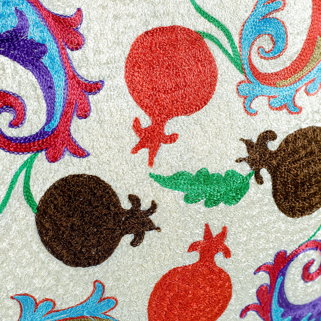 Paisley and Pomegranate-Themed Embroidered Cushion Cover - Paisley Omens