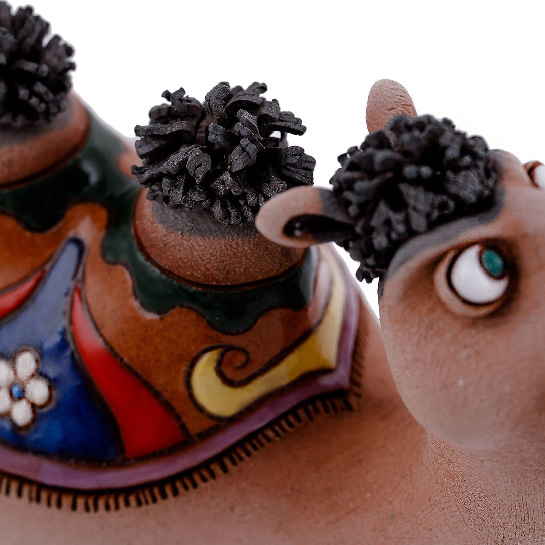 Handcrafted Ceramic Camel Figurine from Uzbekistan - Happy Camel