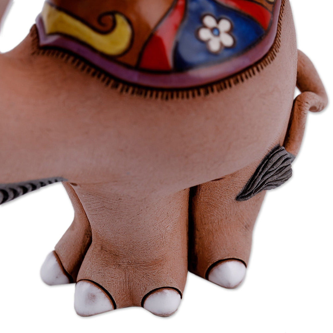 Handcrafted Ceramic Camel Figurine from Uzbekistan - Happy Camel