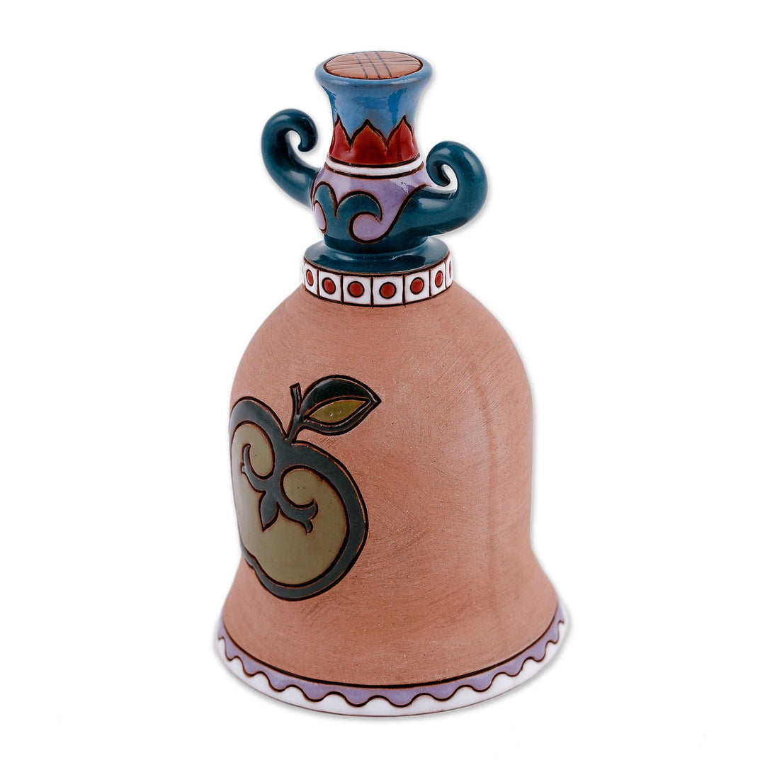 Apple-Themed Ceramic Decorative Bell Made & Painted by Hand - Sweetness Rhythms