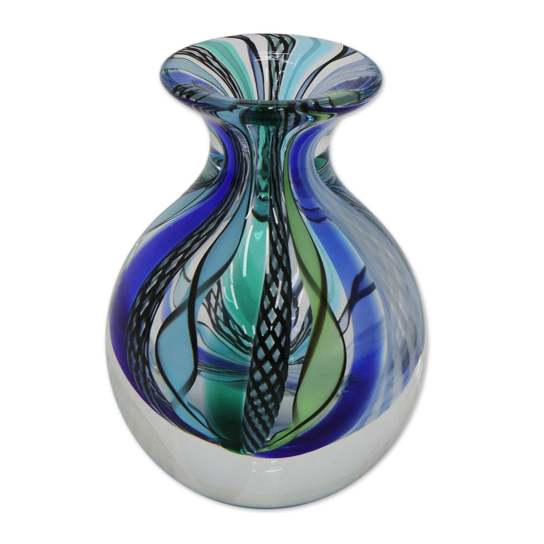 Petite Handblown Murano Inspired Art Glass Bud Vase - Carnival Color Fantasy