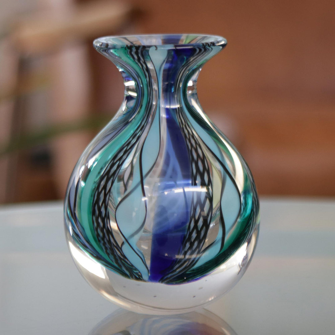 Petite Handblown Murano Inspired Art Glass Bud Vase - Carnival Color Fantasy