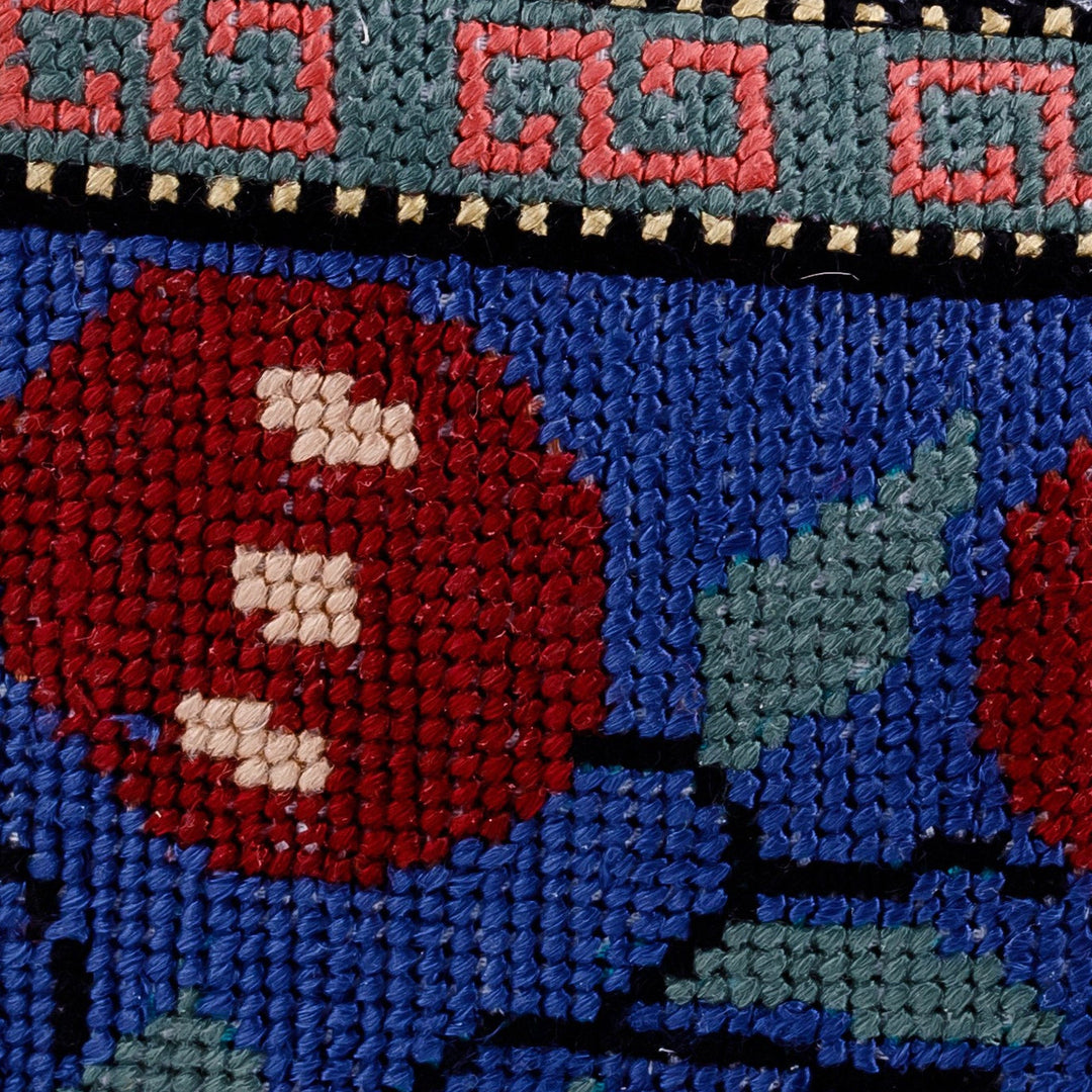 Classic Pomegranate Iroki Embroidered Blue Silk Cosmetic Bag - Magic Omens