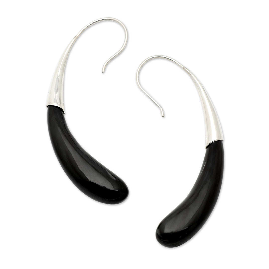 Minimalist High-Polished Sterling Silver Drop Earrings - Dark Princess