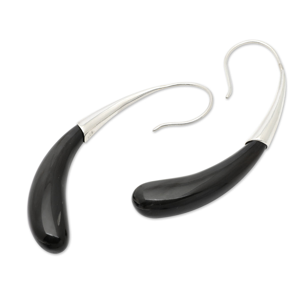 Minimalist High-Polished Sterling Silver Drop Earrings - Dark Princess