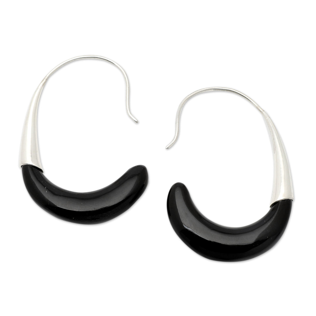 Minimalist High-Polished Sterling Silver Half-Hoop Earrings - Dark Queen