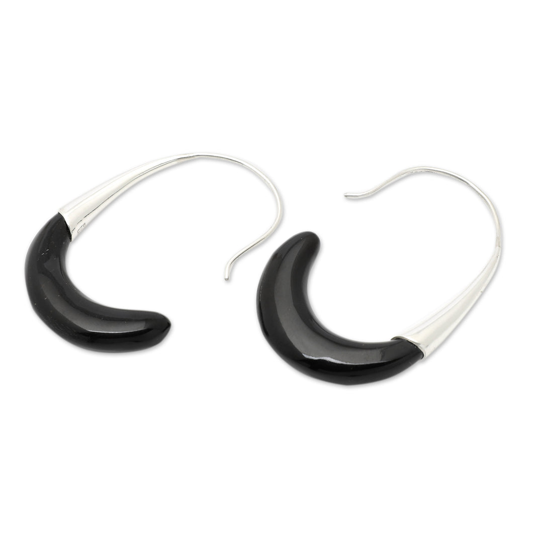 Minimalist High-Polished Sterling Silver Half-Hoop Earrings - Dark Queen