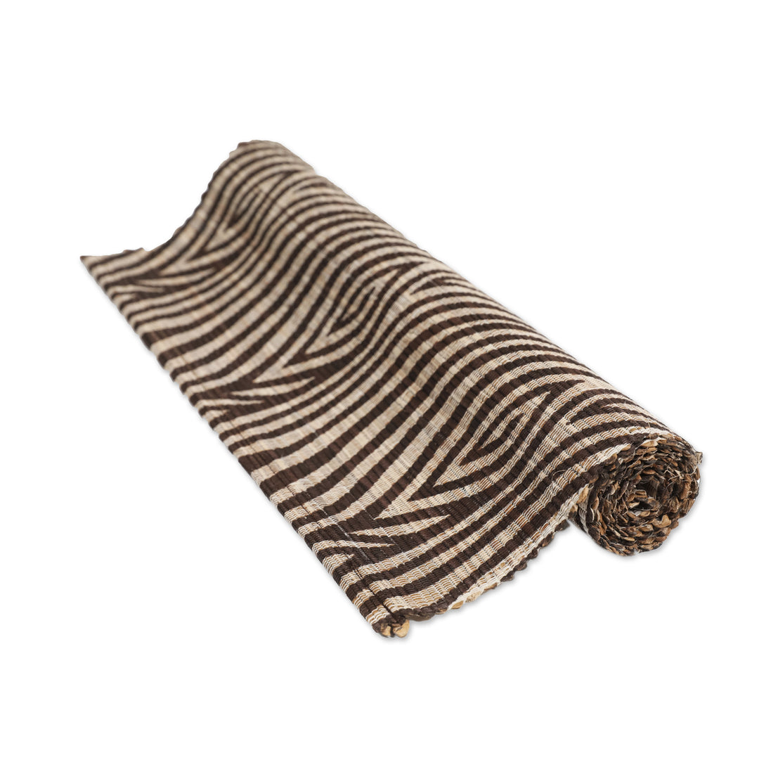 Ikat-Inspired Brown Cotton Blend Table Runner Made in Bali - Brown Delight