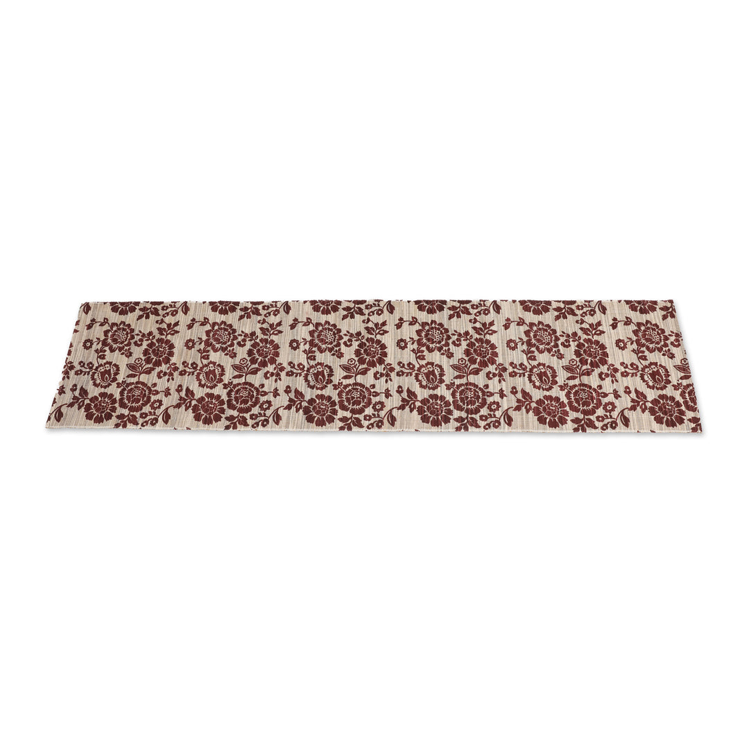 Floral Brown Cotton Blend Table Runner Handwoven in Bali - Lovely Sunflowers