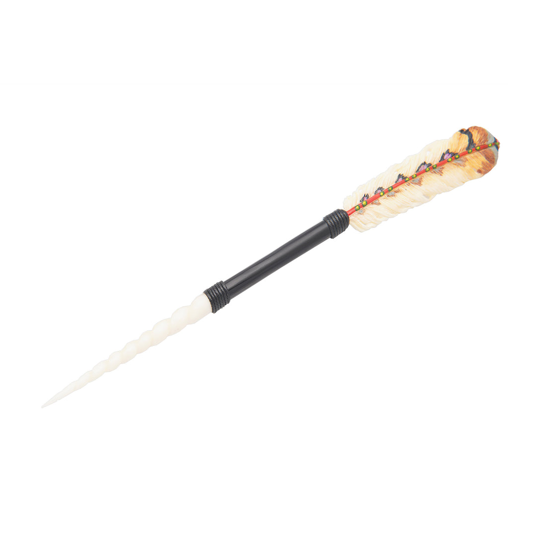 Feather-Themed Hand-Painted Hairpin in Warm Hues - Feathered Nature