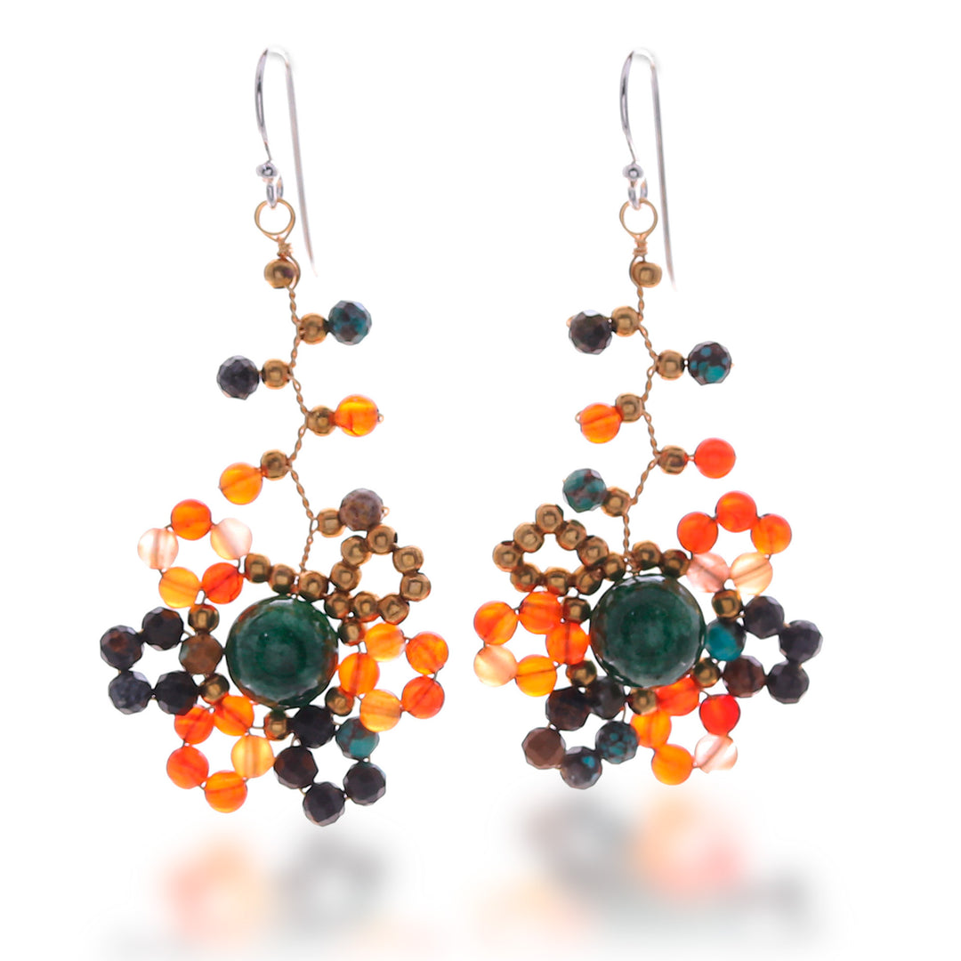 Sunset-Toned Multi-Gemstone Beaded Dangle Earrings - Sunset Atoms