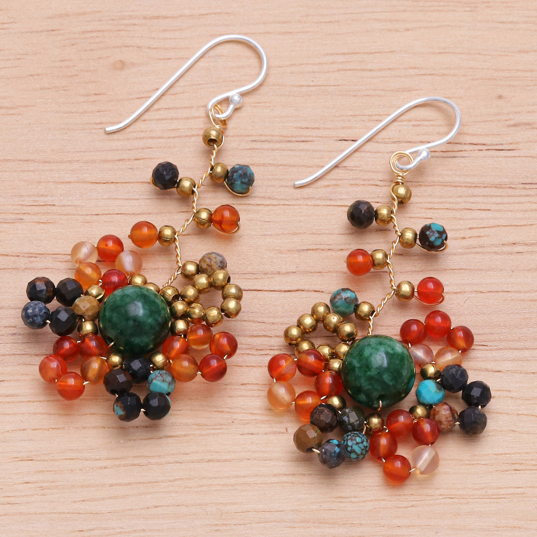 Sunset-Toned Multi-Gemstone Beaded Dangle Earrings - Sunset Atoms