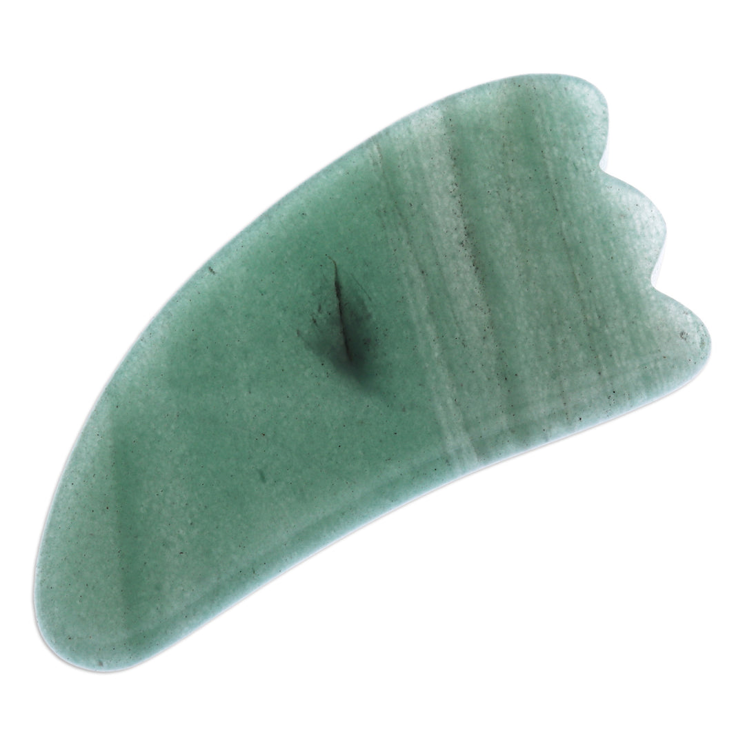 Aventurine Gua Sha Facial Massage Stone from Thailand - Gua Sha in Green