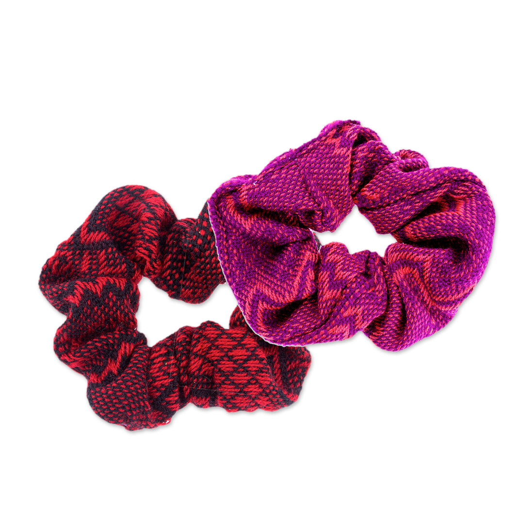 Set of 2 Embroidered Cotton Hair Scrunchies (Assorted) - Daily Style