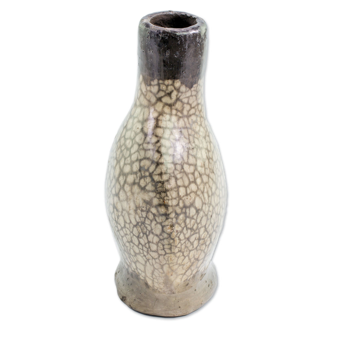 Handcrafted Batik Ceramic Decorative Vase from Honduras - Village Patterns