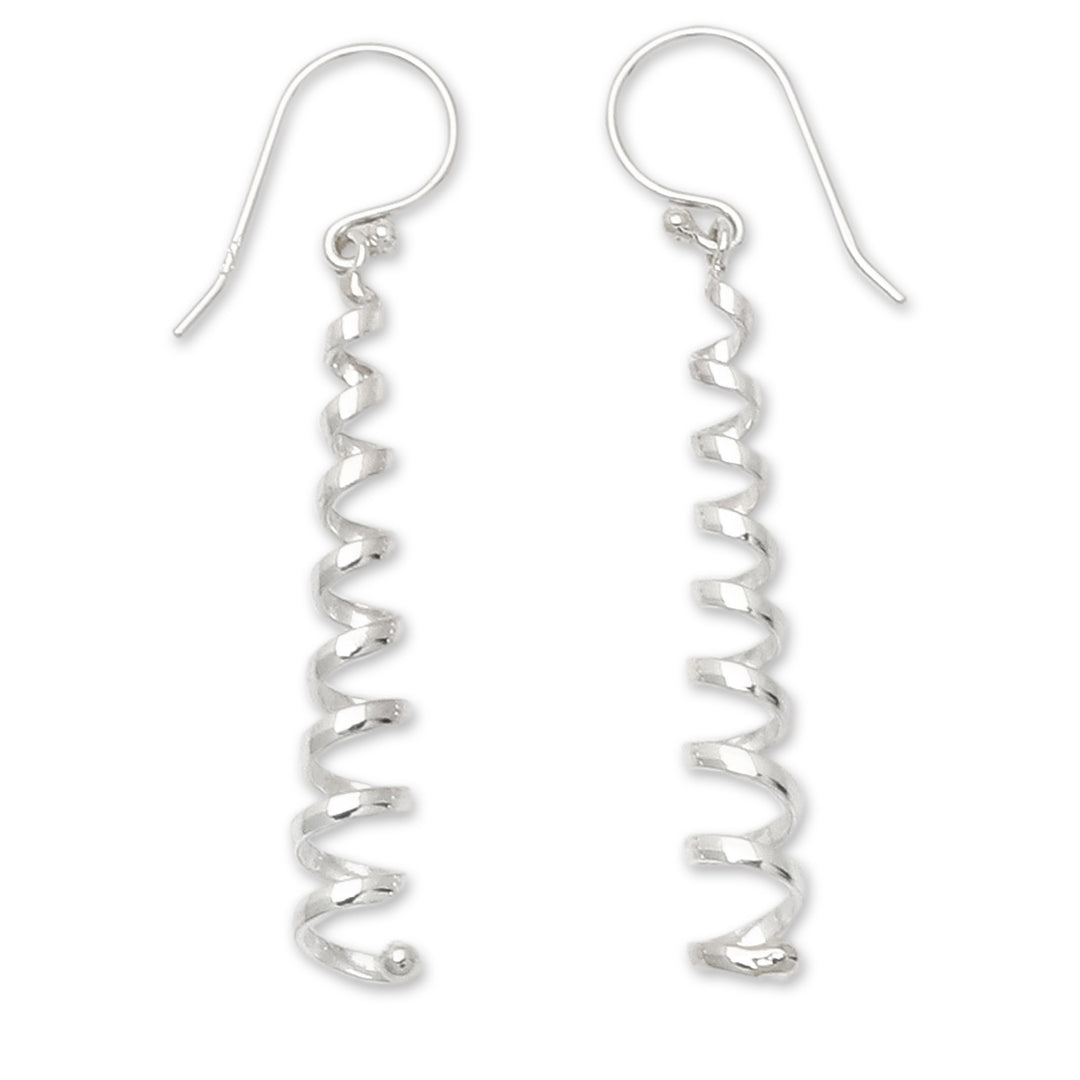 Modern Sterling Silver Dangle Earrings from Bali - Dancing Whirls