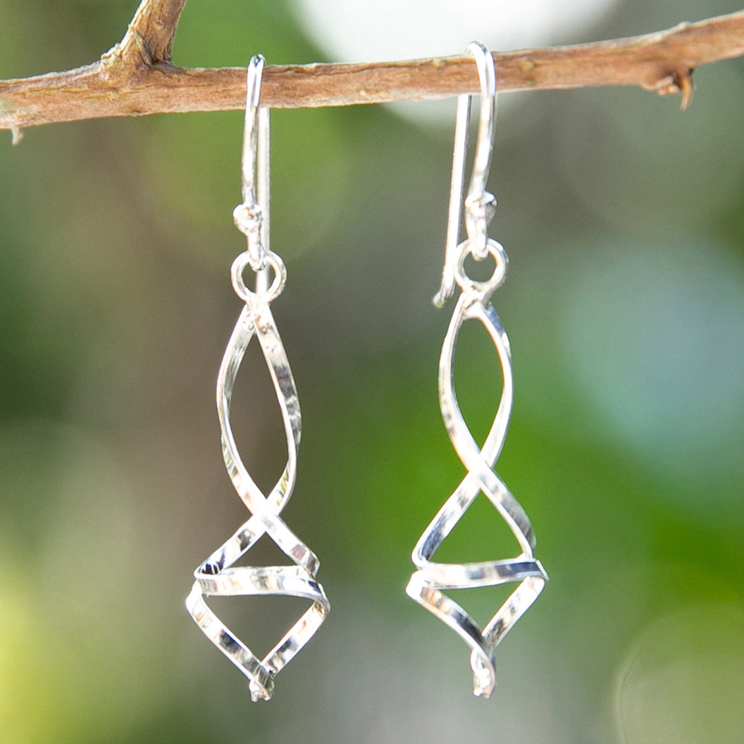 Abstract Sterling Silver Dangle Earrings from Bali - Oneiric Swim