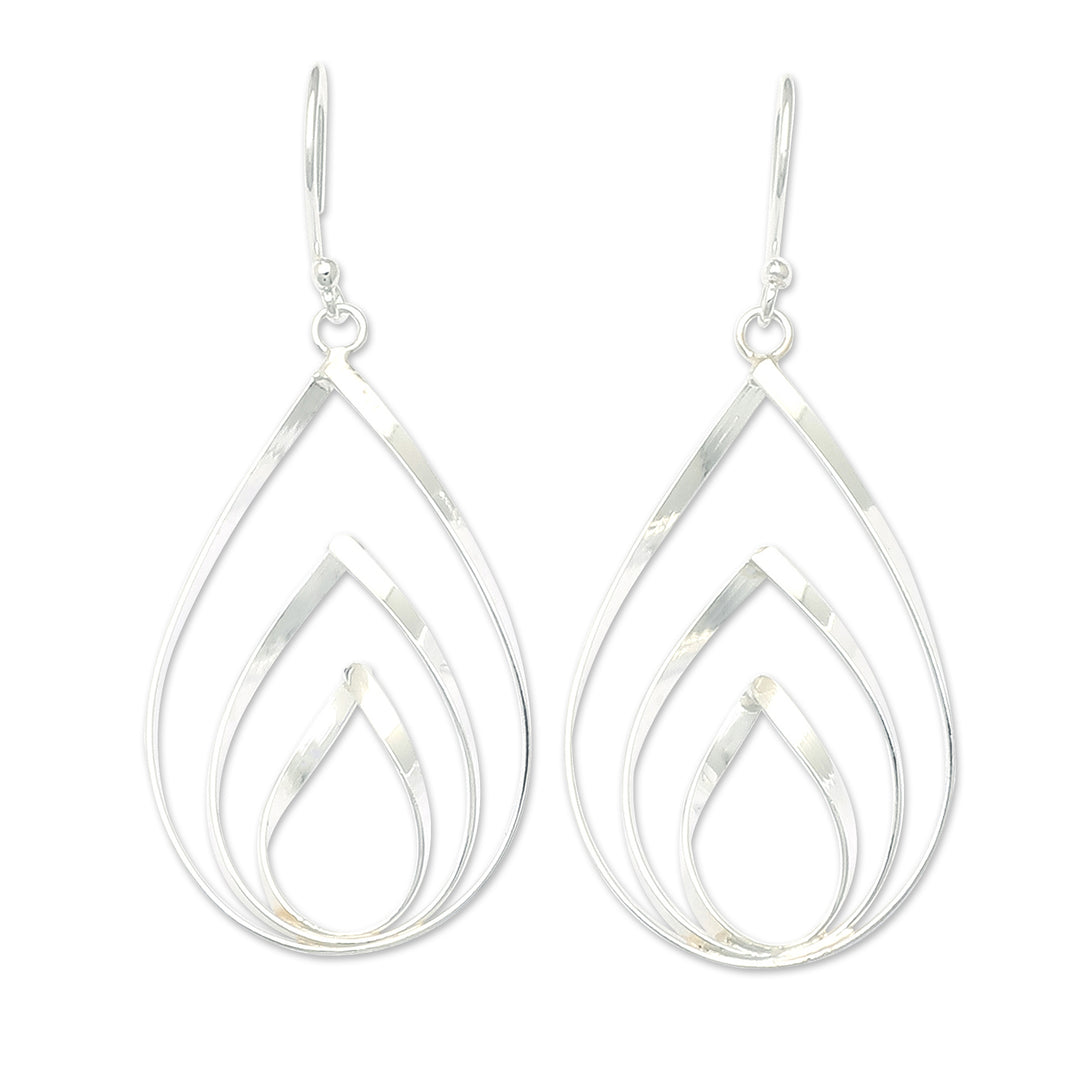 Drop-Shaped Polished Sterling Silver Dangle Earrings - Magical Core