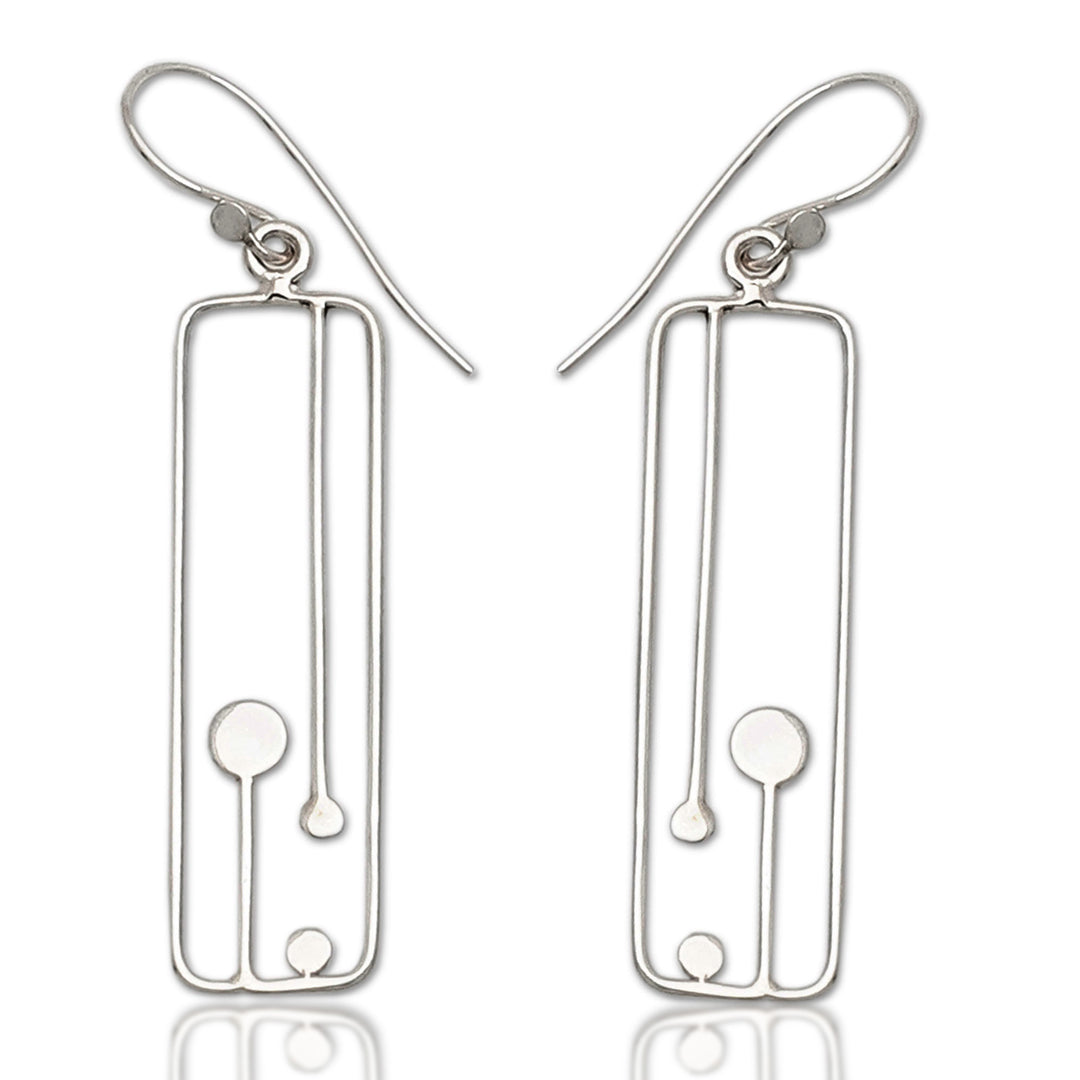 Modern Geometric Sterling Silver Dangle Earrings from Bali - Illusions Through Windows