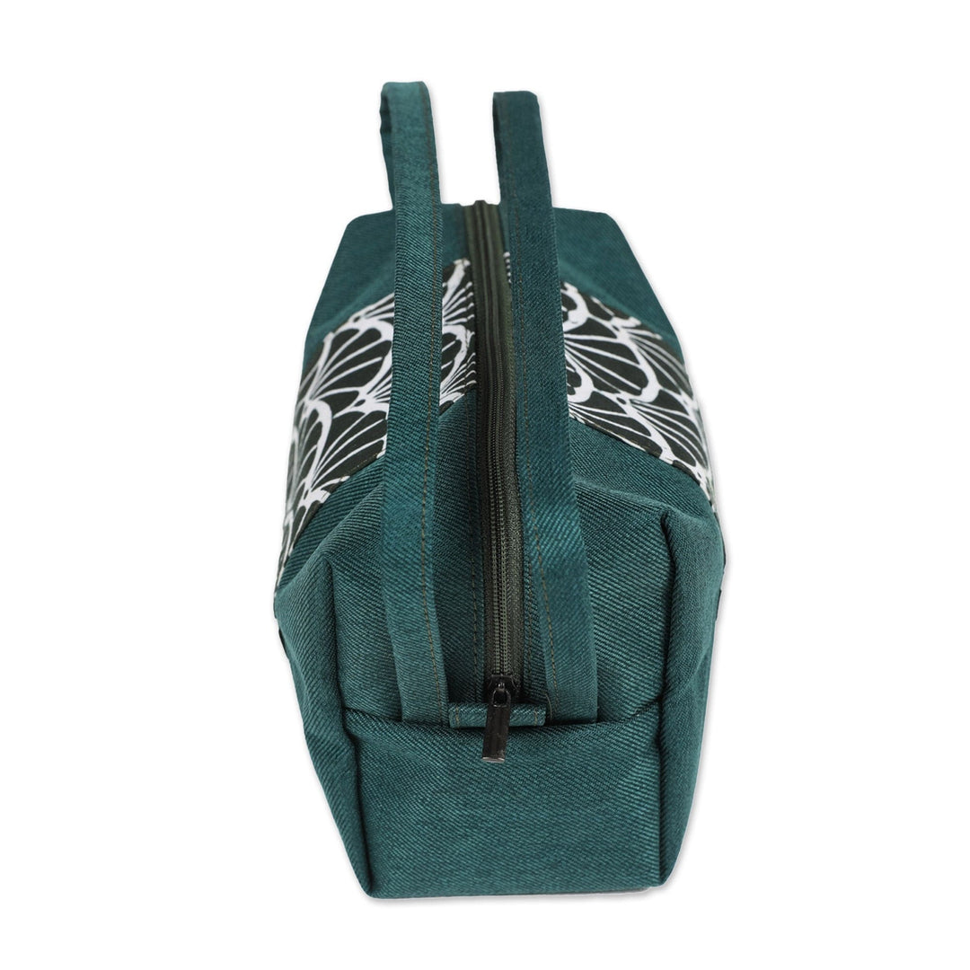Cotton Cosmetic Bag with Batik Ginkgo Leaf Motif and Straps - Ginkgo Leaf