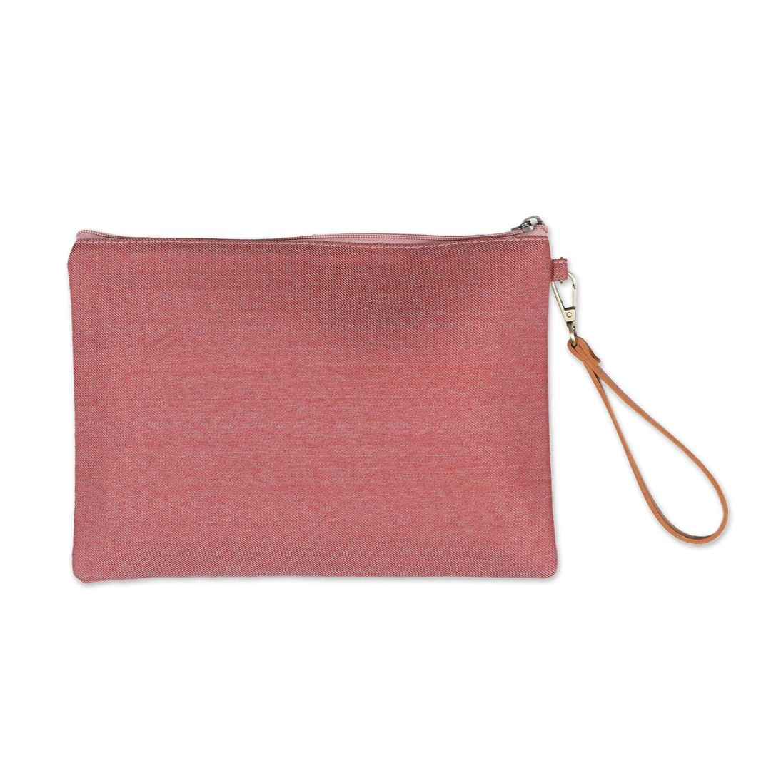 Cotton Wristlet in Pink with Batik Motifs & Removable Strap - Parang Lereng