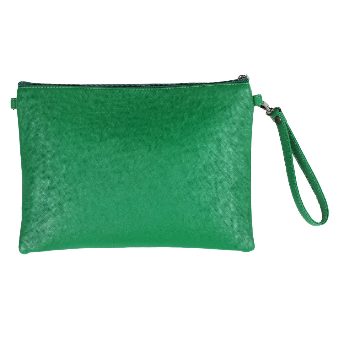 Green Batik Faux Leather Sling with Removable Strap - Nature's Fineness