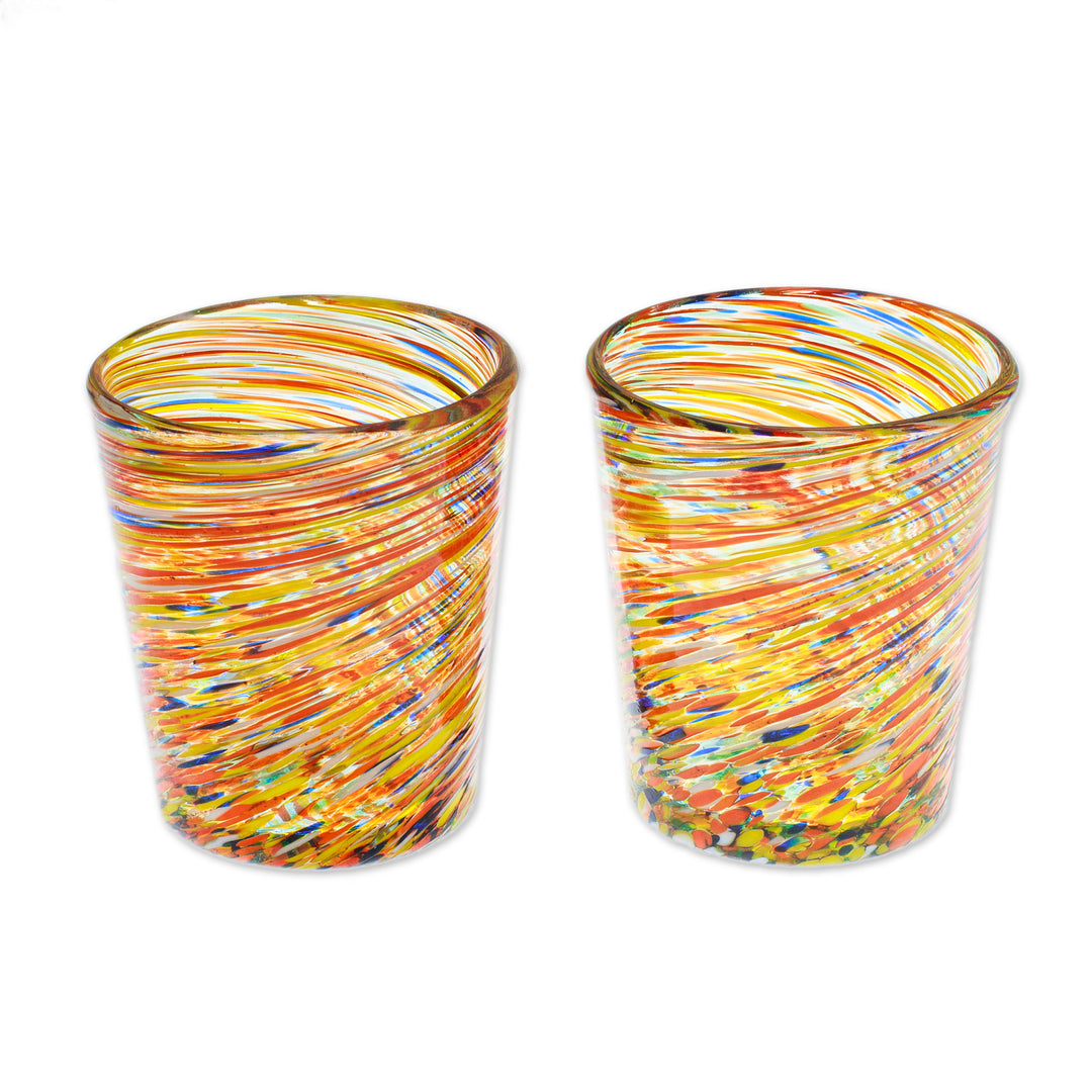 Eco-Friendly Handblown Multicolor Juice Glasses (Pair) - Rainbow Centrifuge
