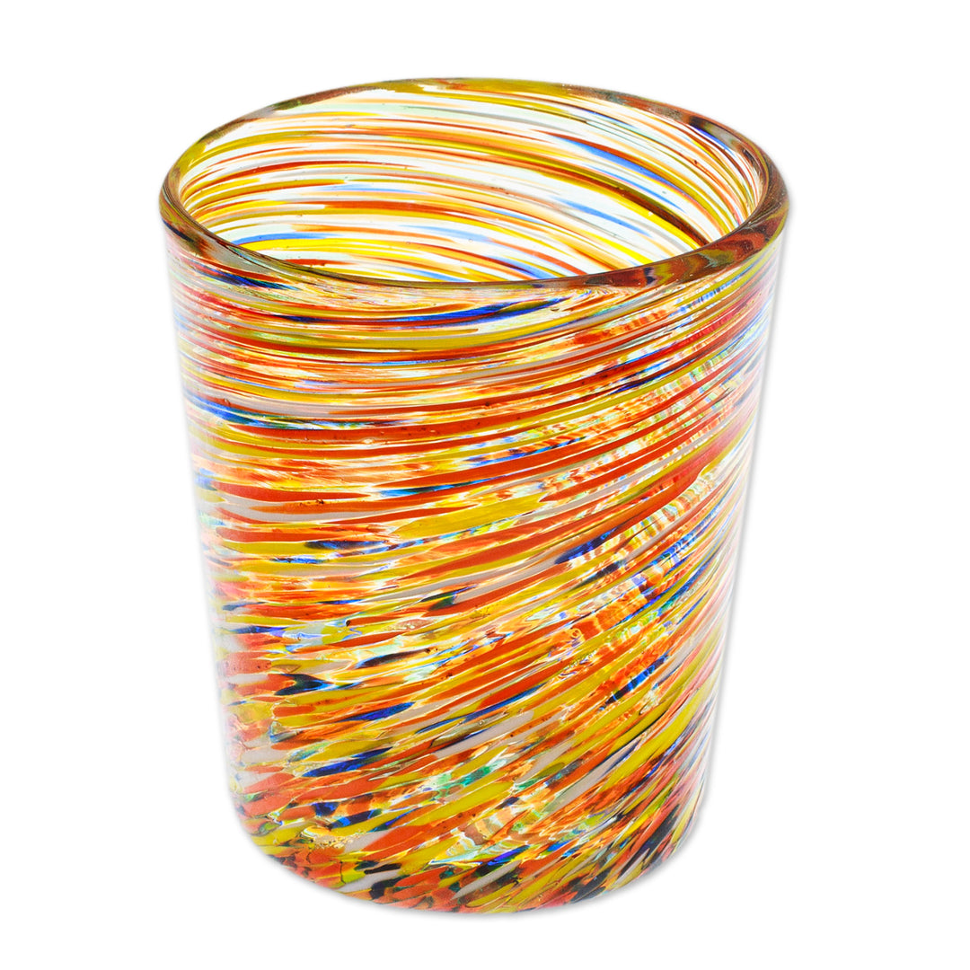 Eco-Friendly Handblown Multicolor Juice Glasses (Pair) - Rainbow Centrifuge
