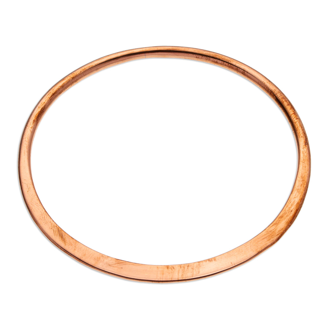 Modern Polished Copper Bangle Bracelet Crafted in Mexico - Delightful Charm
