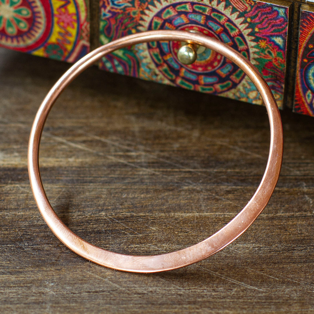 Modern Polished Copper Bangle Bracelet Crafted in Mexico - Delightful Charm