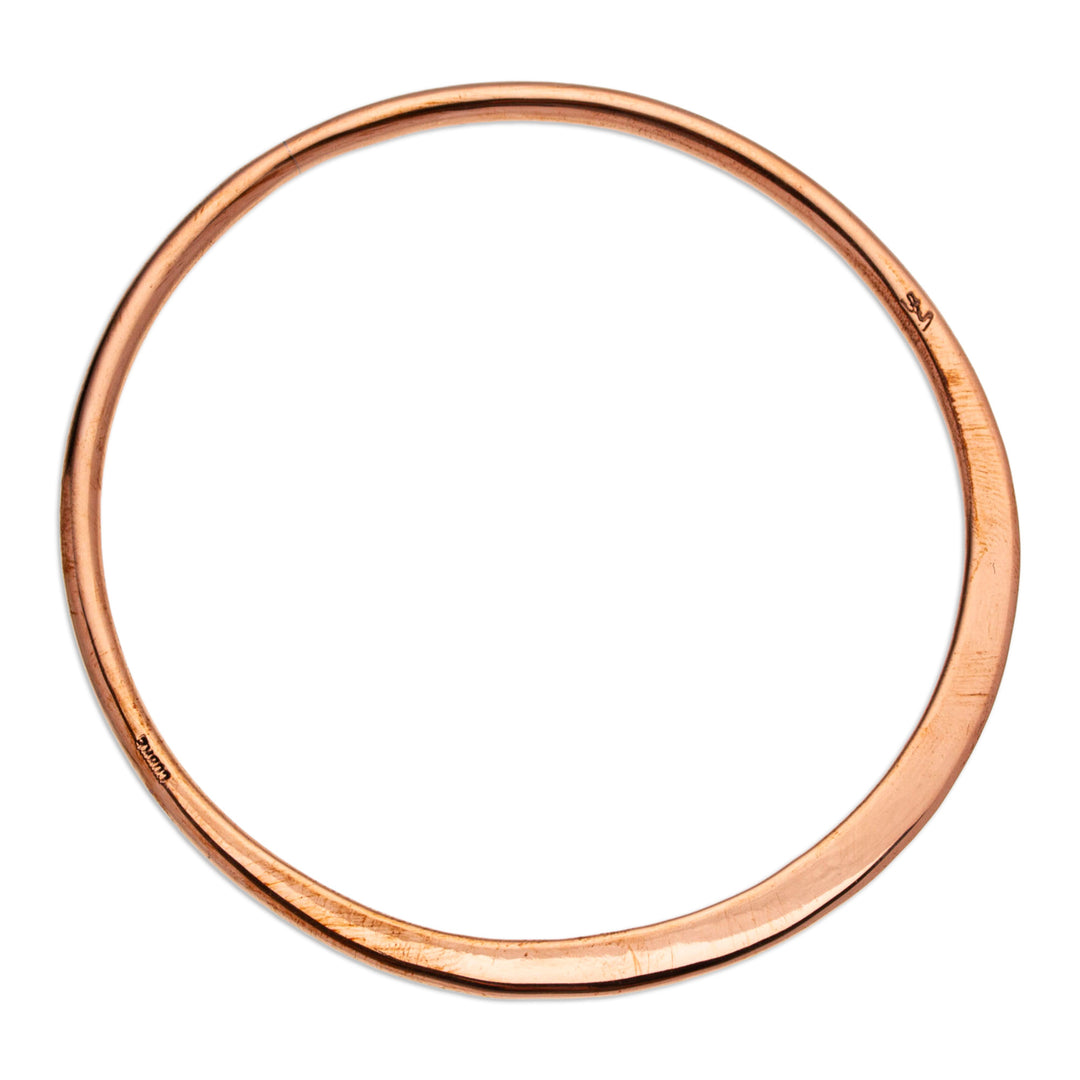 Modern Polished Copper Bangle Bracelet Crafted in Mexico - Delightful Charm