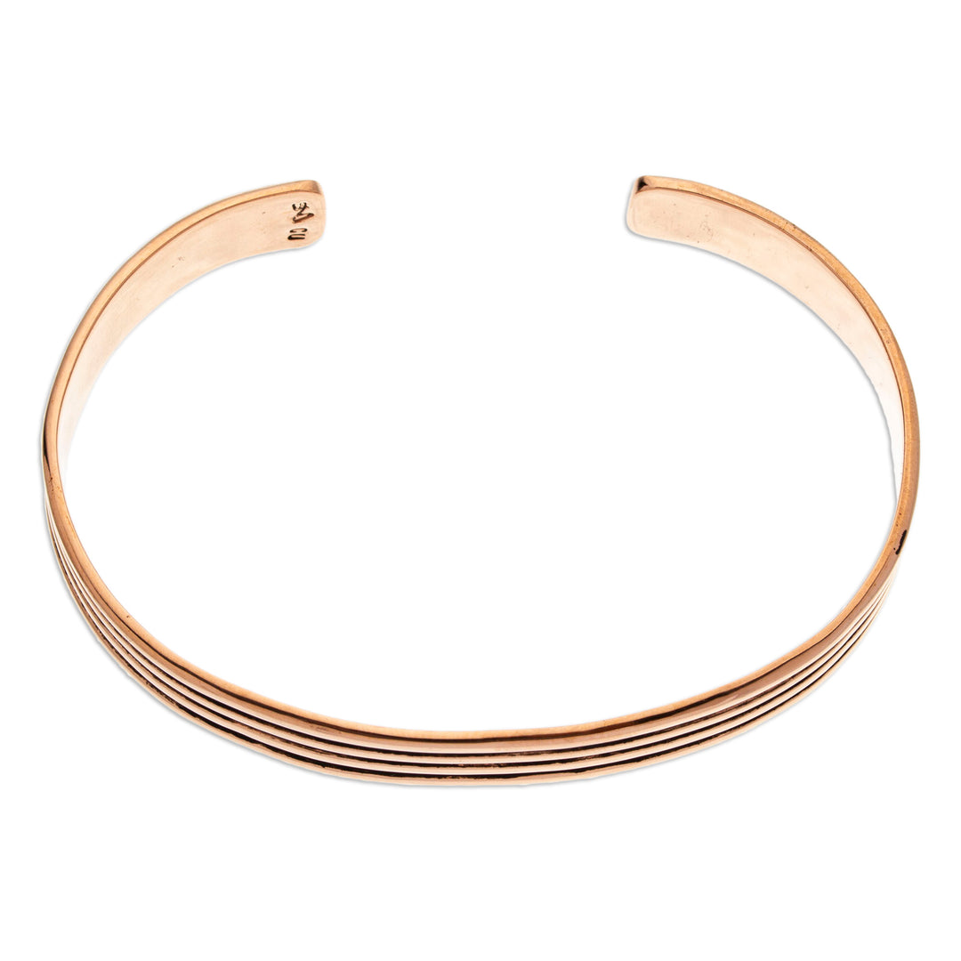 Copper Cuff Bracelet with Stripes Made in Mexico - Streaky Charm