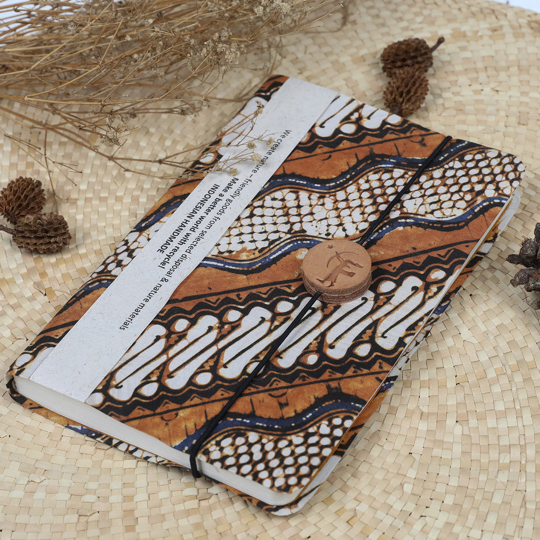 Brown and Black Batik Cotton Journal with 90 Handmade Pages - Lasem Batik