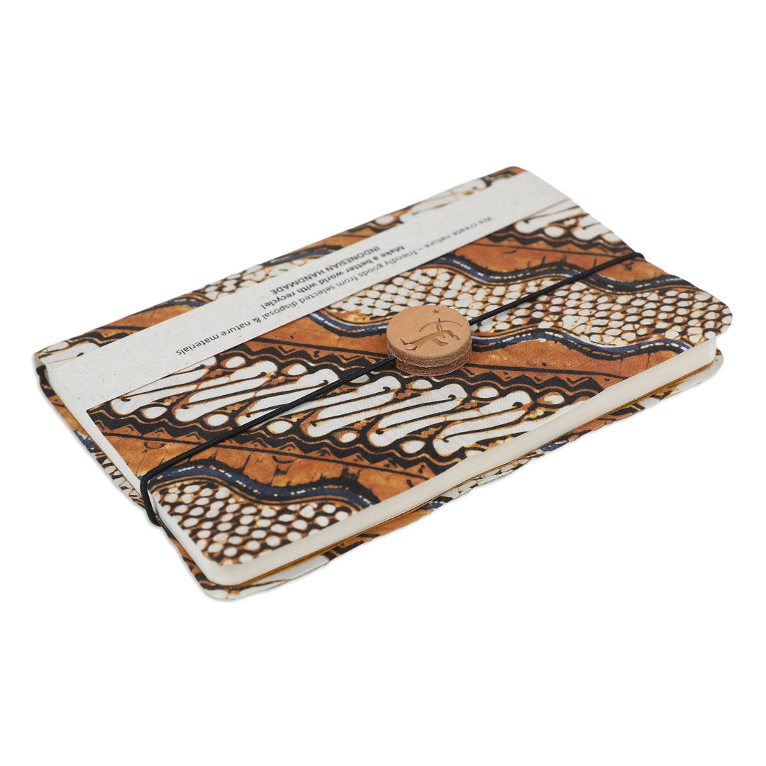 Brown and Black Batik Cotton Journal with 90 Handmade Pages - Lasem Batik